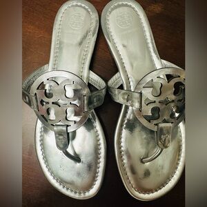 Silver Tory Burch Miller Sandals